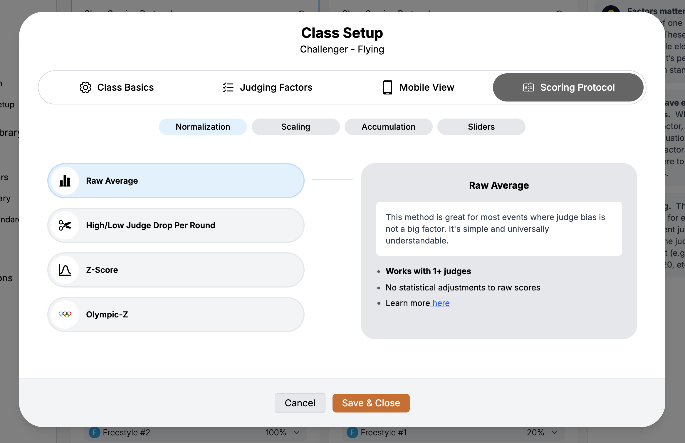 Class setup — normalization, scaling, sliders