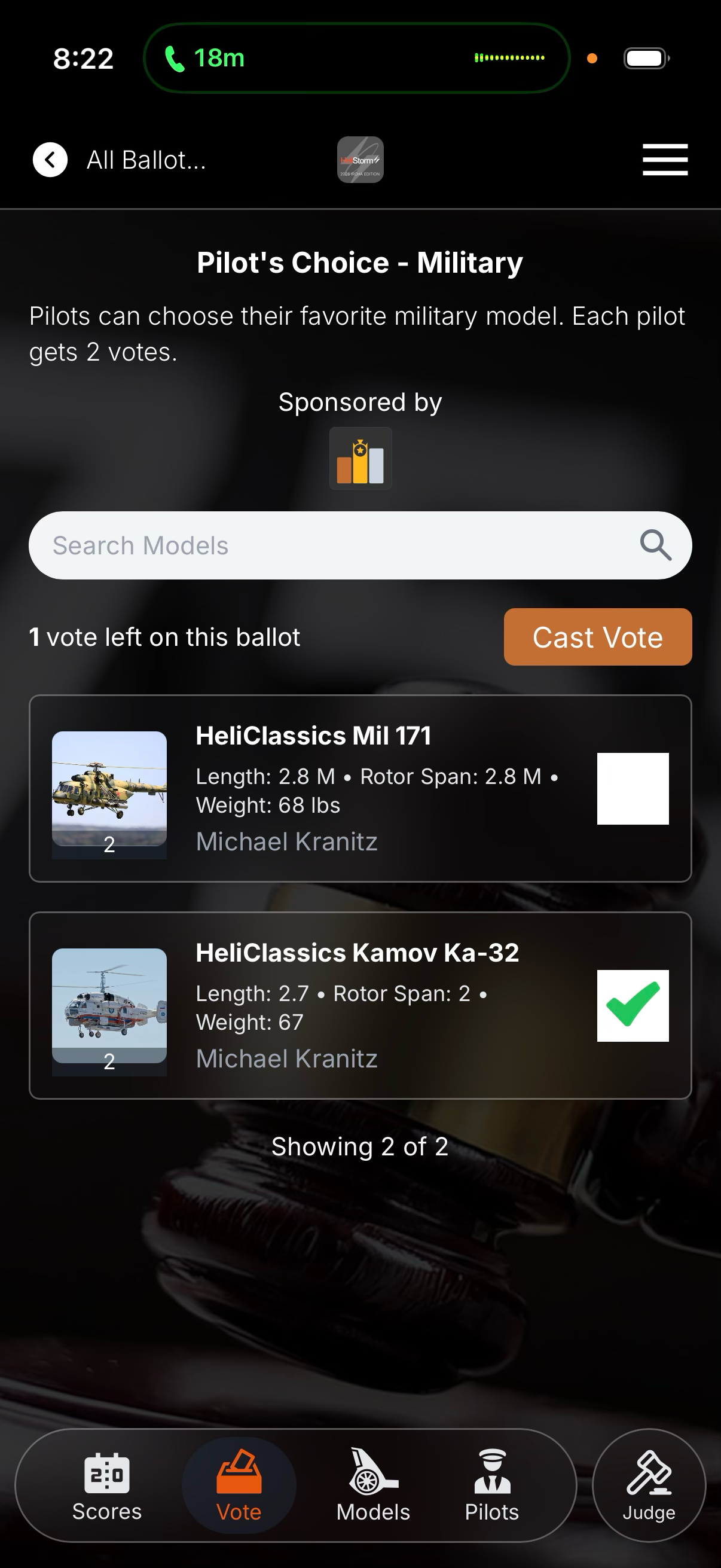Fans & pilots can vote