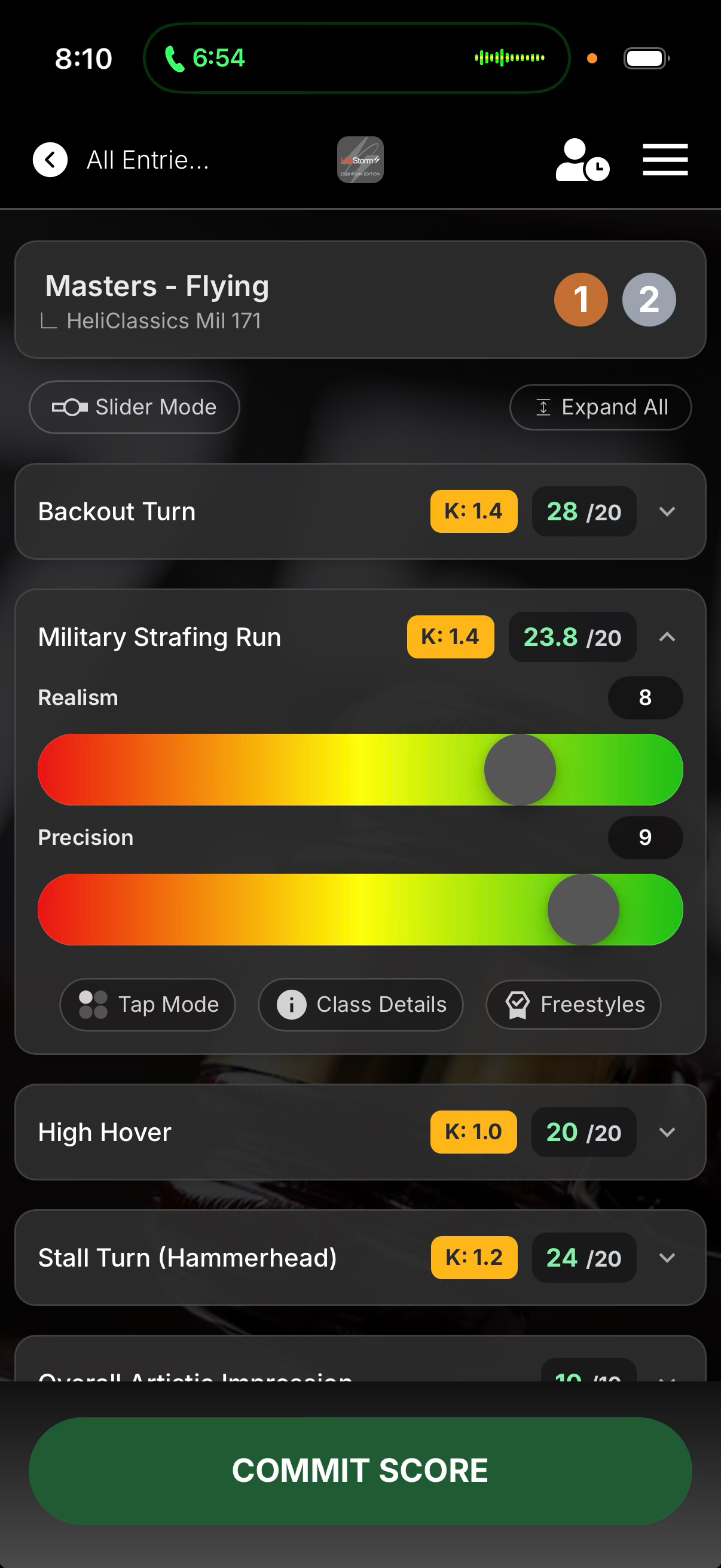 Sliders for adjustments