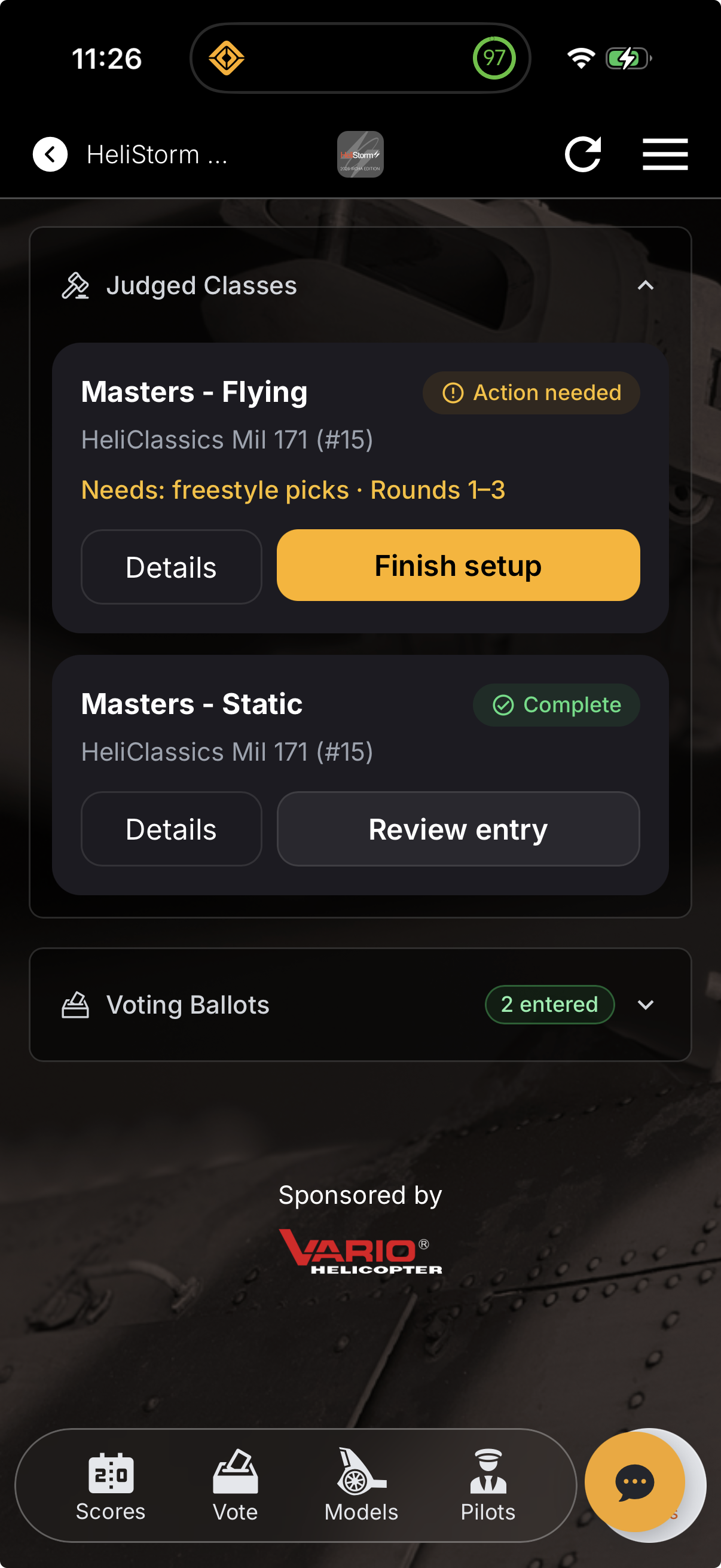 Selects round & freestyle slot